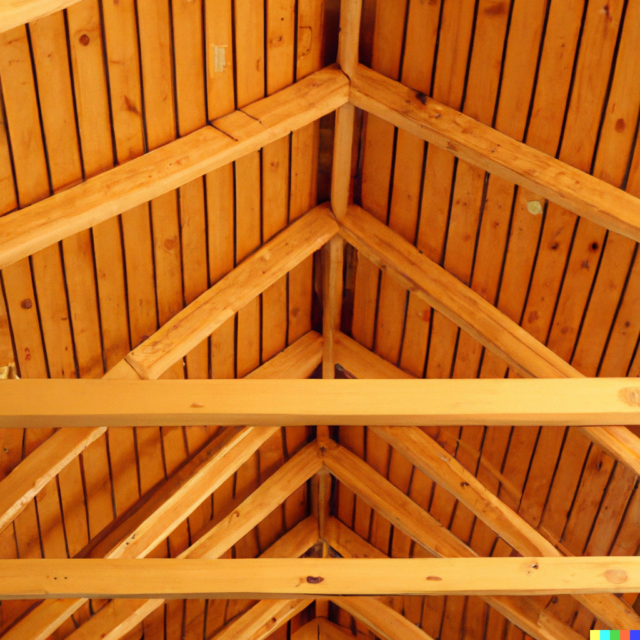 DALL·E 2023-07-12 13.11.51 - photo d'une charpente en bois moderne